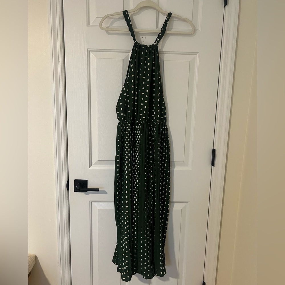 Chic Black Halter Dress with Polka Dots